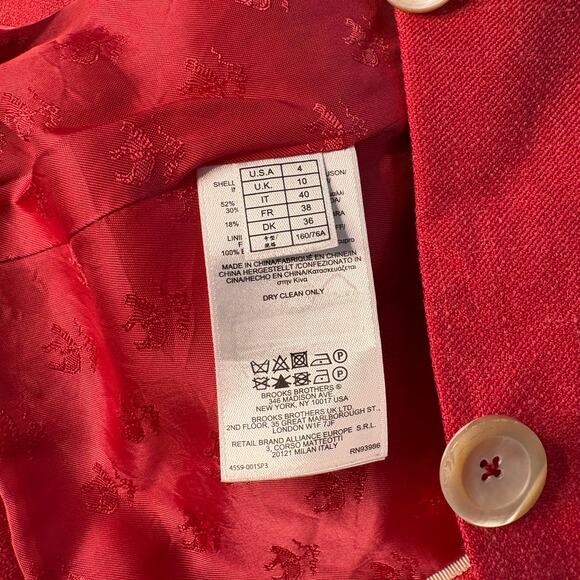 Brooks Brothers Stellita Fit Loro Piana Summertime Blazer in Ruby Pink Sz 4 - Picture 4 of 12